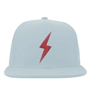 Bruce Bolt Smart Fit Performance BOLT Game Hat - Ice Blue/Red Bolt (Med) NWT